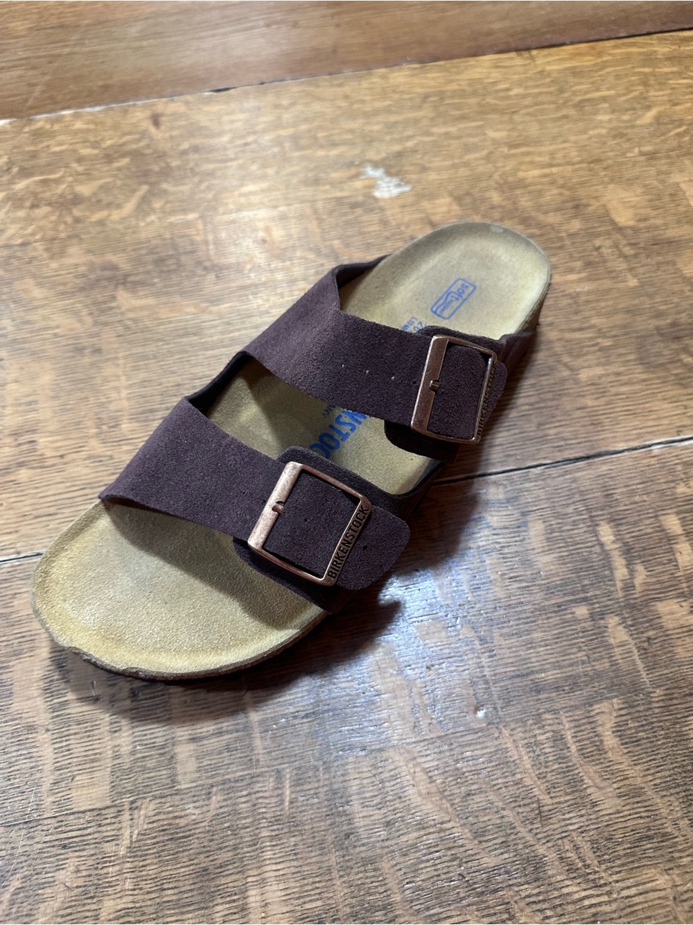 Birkenstock Brown Suede Two-Strap Sandal Sz 41 left shoe only this is not a pair